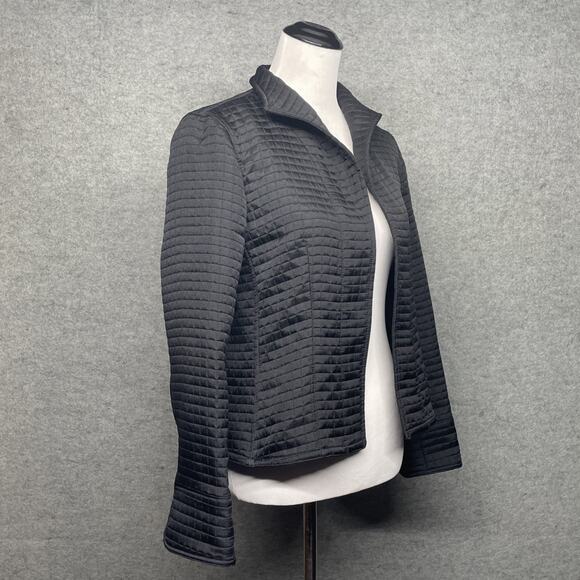 Harve Benard/Benard Holtzman Women Med Black Quilted Open Jacket Structured - Picture 3 of 7
